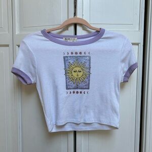White and Purple Sun Graphic Women's Top